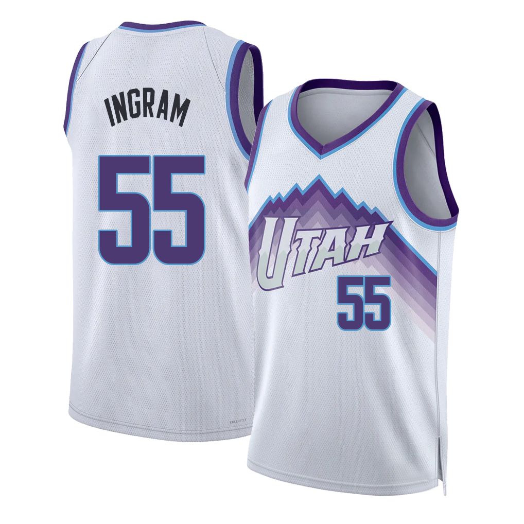 Utah #55 Ingram Player Basketball Sleeveless White Jersey Harrison For Adult Youth