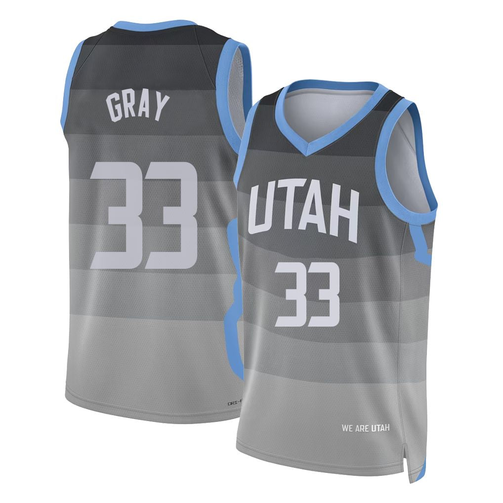 Utah #33 Gray Player Basketball Sleeveless Gray Jersey Hayden For Adult Youth