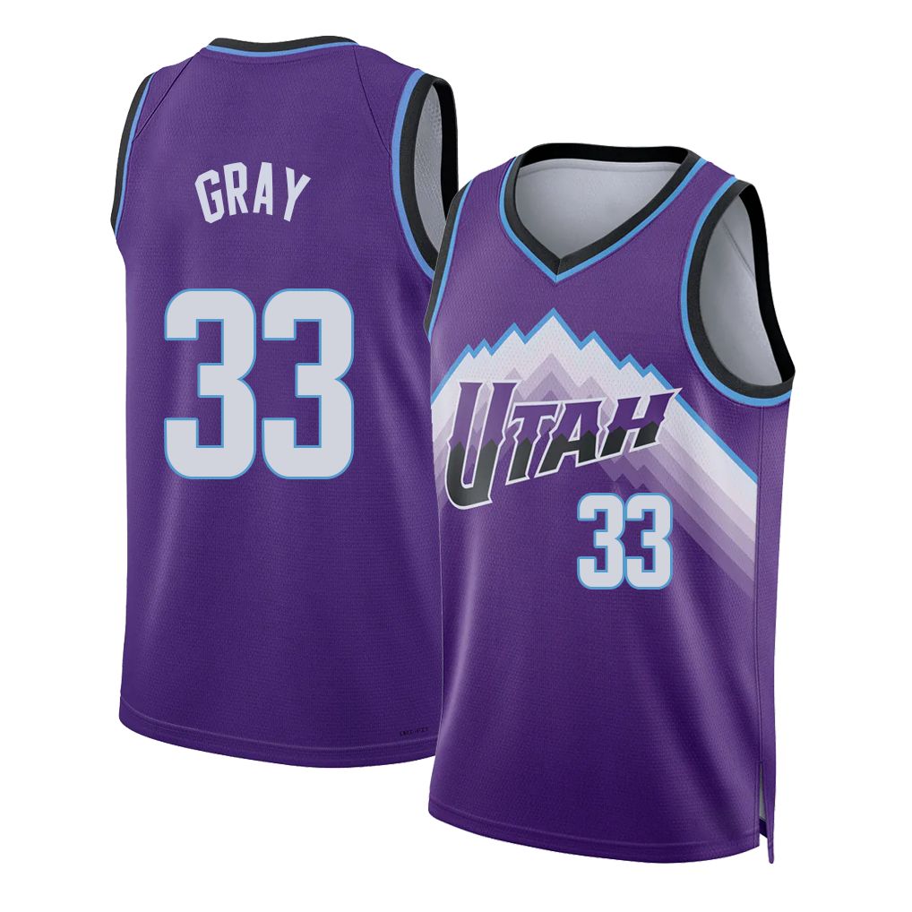 Utah #33 Gray Player Basketball Sleeveless Purple Jersey Hayden For Adult Youth