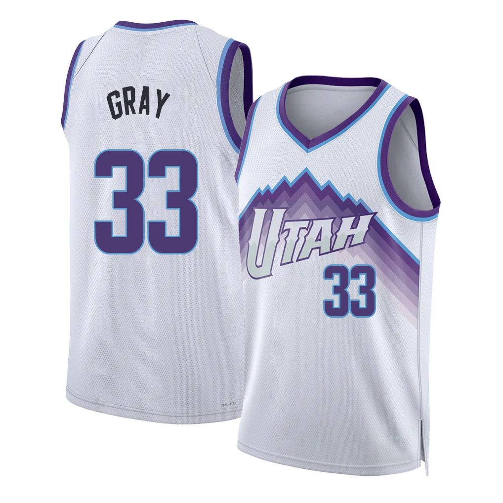 Utah #33 Gray Player Basketball Sleeveless White Jersey Hayden For Adult Youth