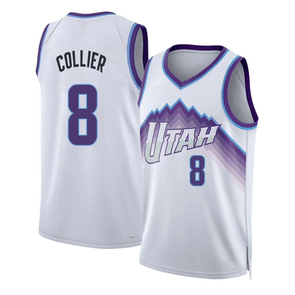 Utah #8 Collier Player Basketball Sleeveless White Jersey Isaiah For Adult Youth