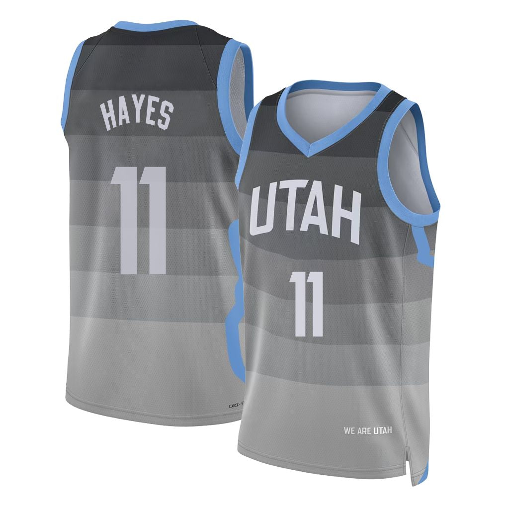 Utah #11 Hayes Player Basketball Sleeveless Gray Jersey Jaxson For Adult Youth