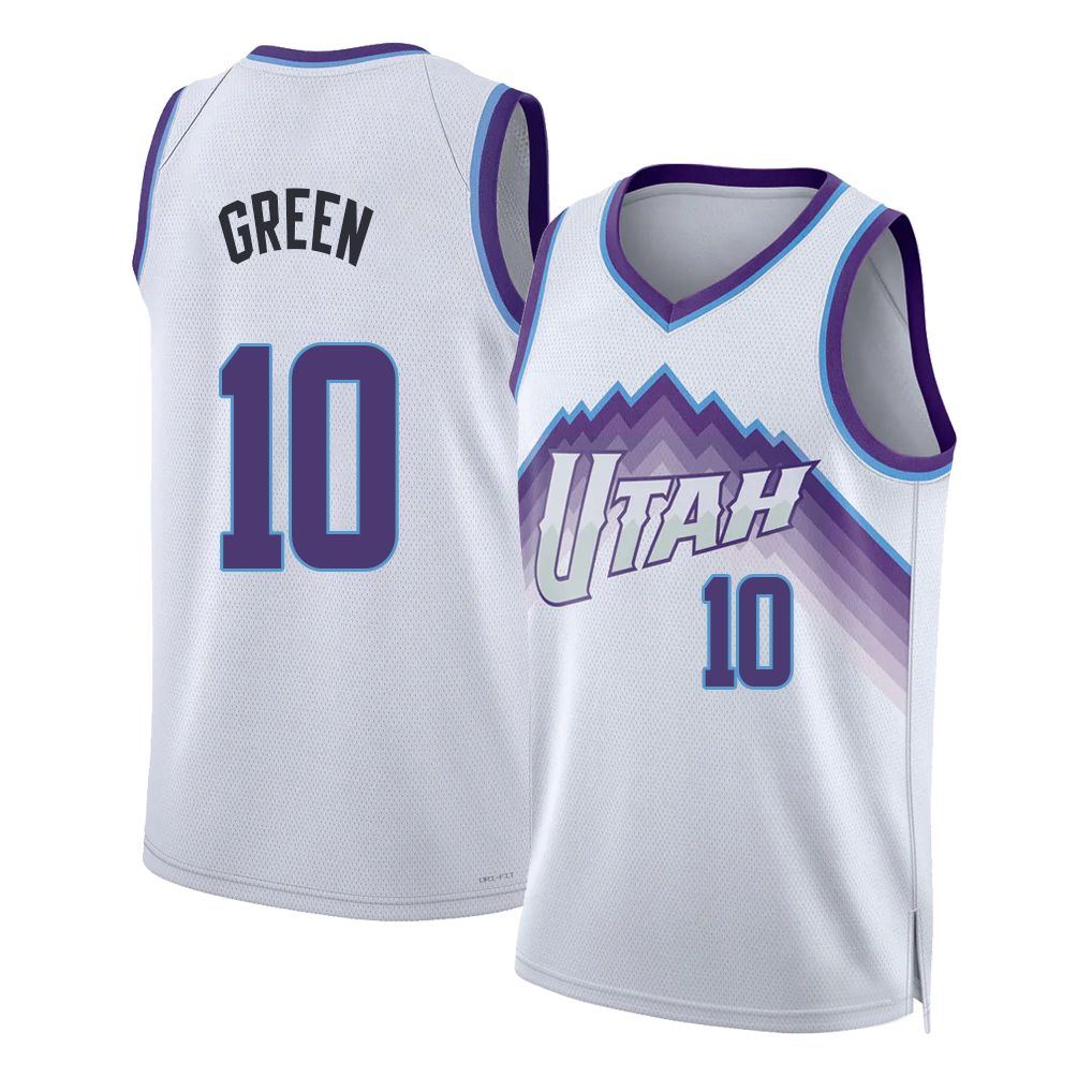 Utah #10 Green Player Basketball Sleeveless White Jersey Josh For Adult Youth