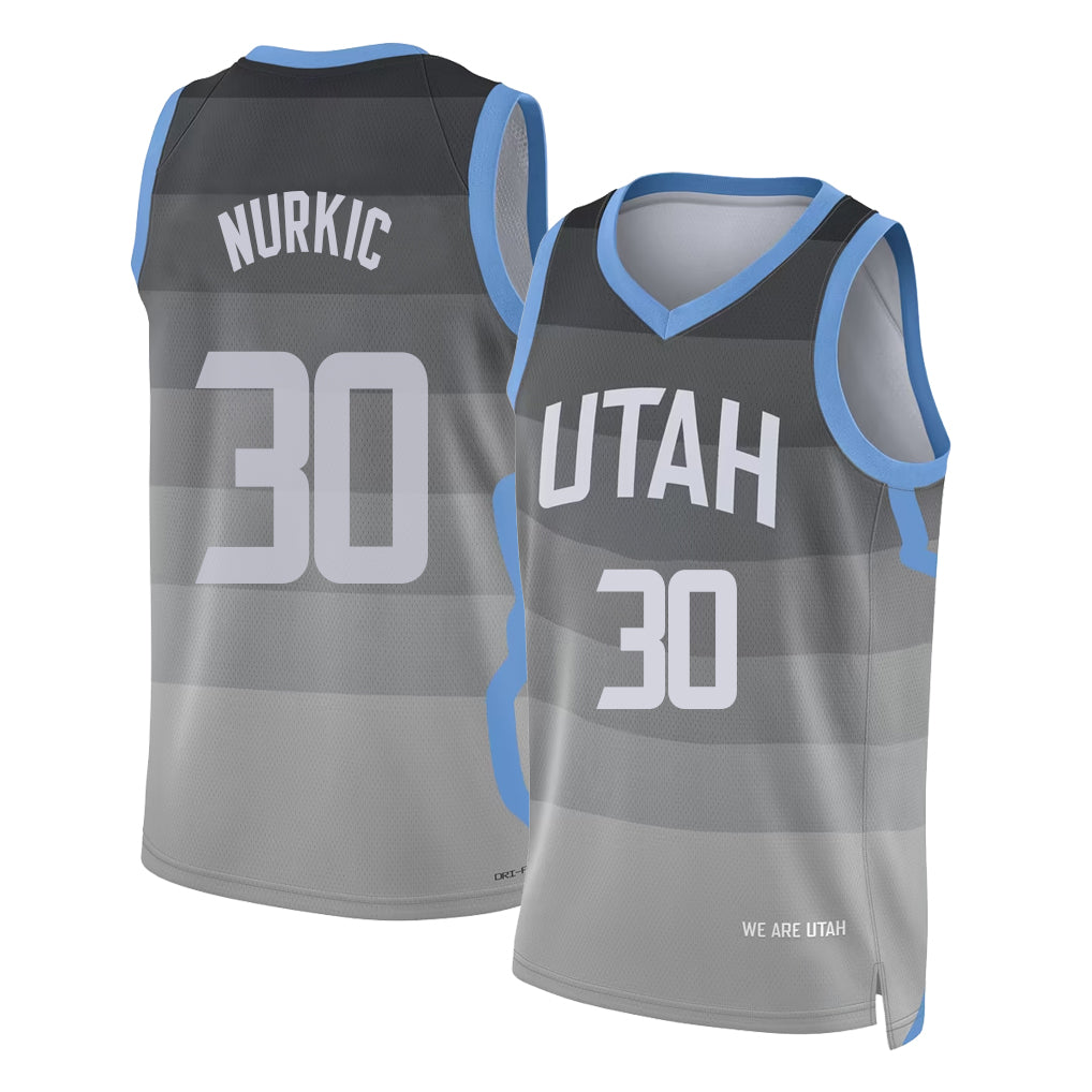 Utah #30 Nurkić Player Basketball Sleeveless Gray Jersey Jusuf For Adult Youth
