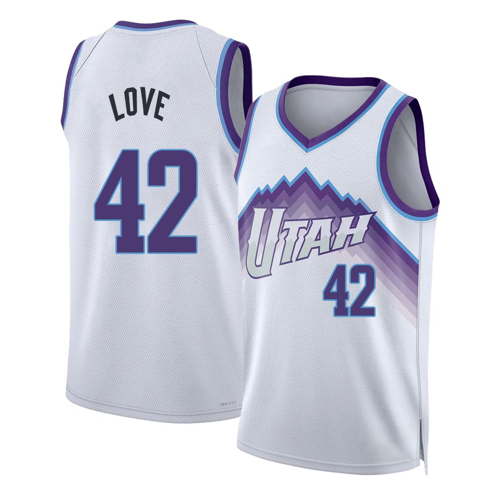 Utah #42 Love Player Basketball Sleeveless White Jersey Kevin For Adult Youth