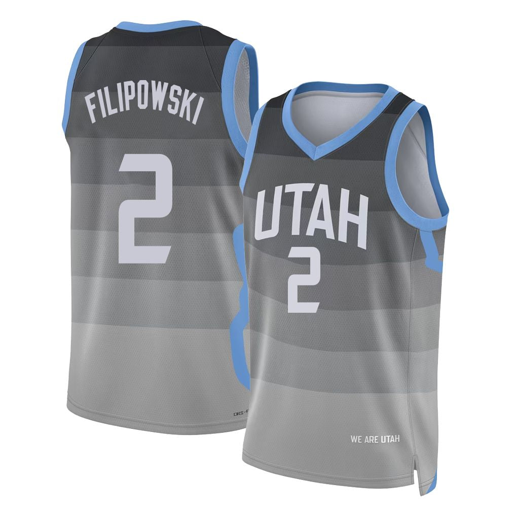 Utah #2 Filipowski Player Basketball Sleeveless Gray Jersey Kyle For Adult Youth