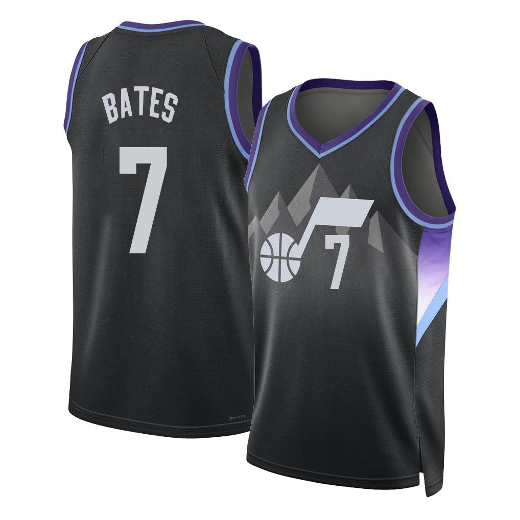 Utah #7 Bates Player Basketball Sleeveless Black Jersey Tamar For Adult Youth