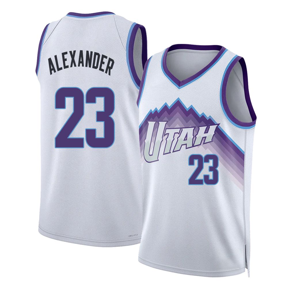 Utah #23 Alexander Player Basketball Sleeveless White Jersey Trey For Adult Youth
