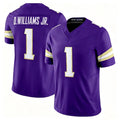 Washington #1 Williams Jr. Player College Football V Neck Short Sleeve Purple Jersey Demond For Men Youth Women