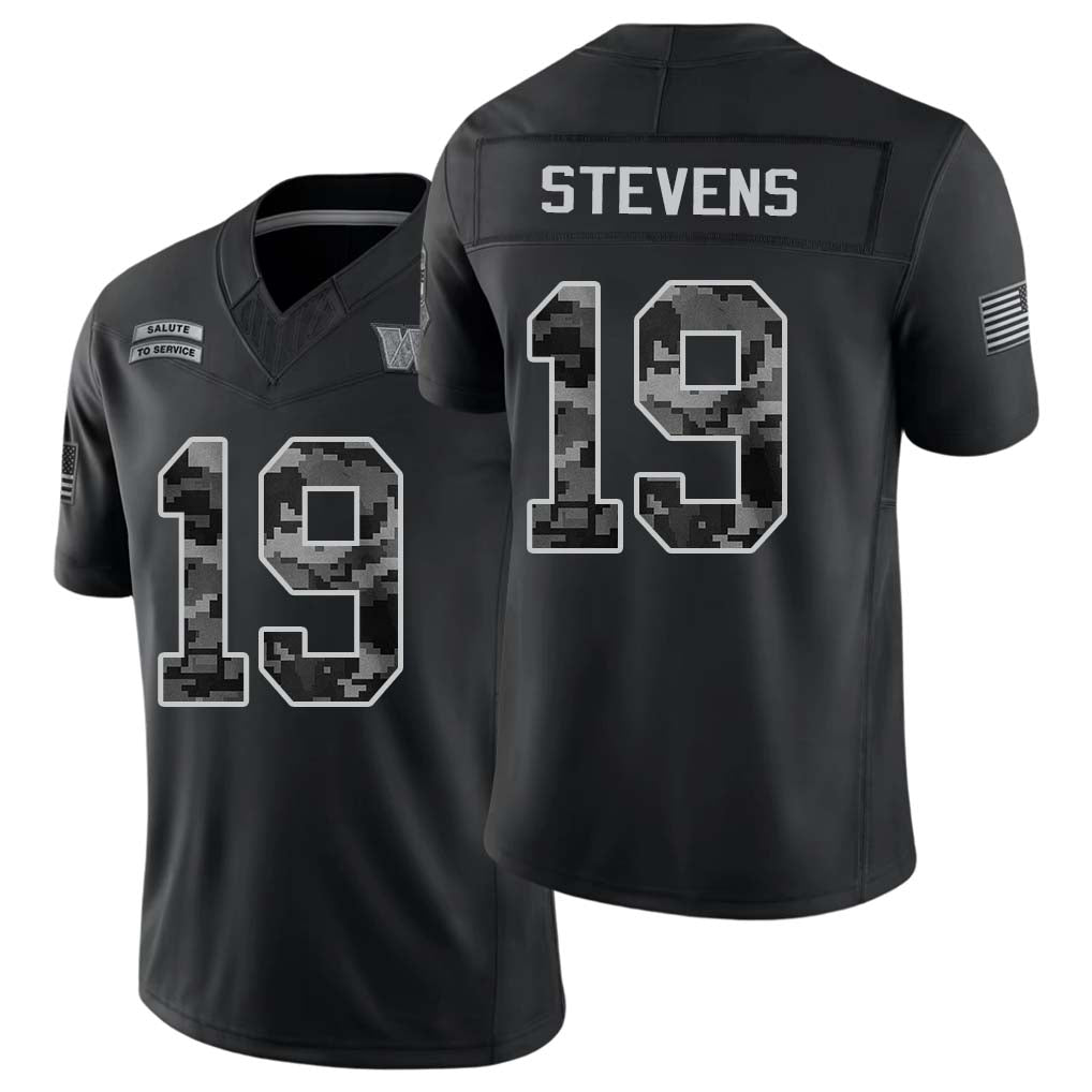 Washington #19 Stevens Player Football V Neck Short Sleeve Black Jersey Drew For Men Youth Women Gift