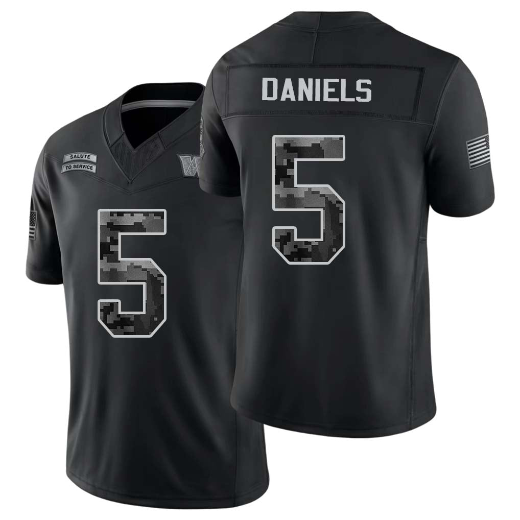 Washington #5 Daniels Player Football V Neck Short Sleeve Black Jersey Jayden For Men Youth Women Gift