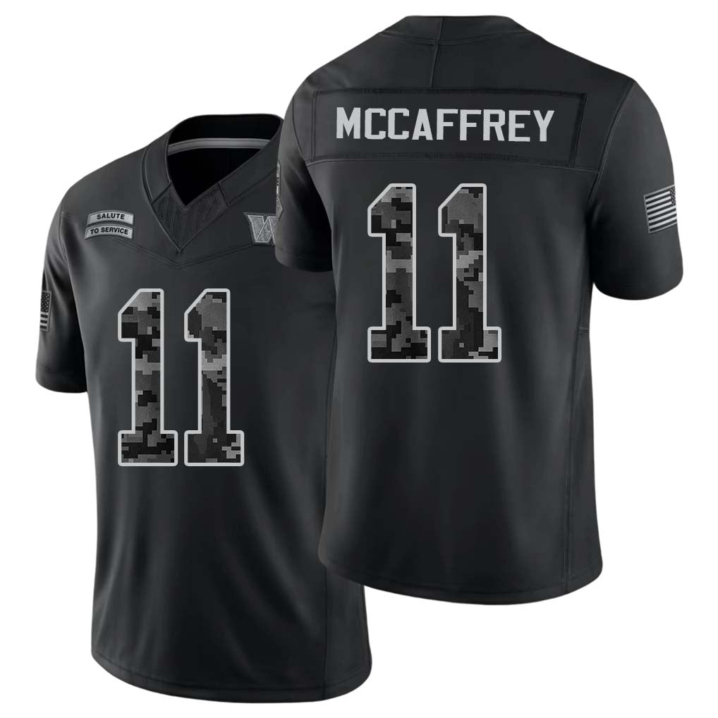 Washington #11 McCaffrey Player Football V Neck Short Sleeve Black Jersey Luke For Men Youth Women Gift