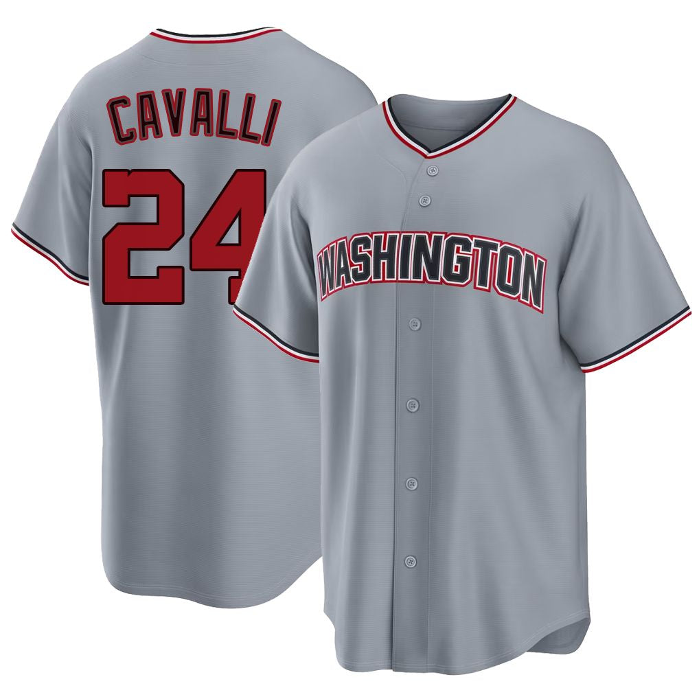 Washington #24 Cavalli Player Baseball Short Sleeve gray Jersey Cade For Men Women Youth Gift
