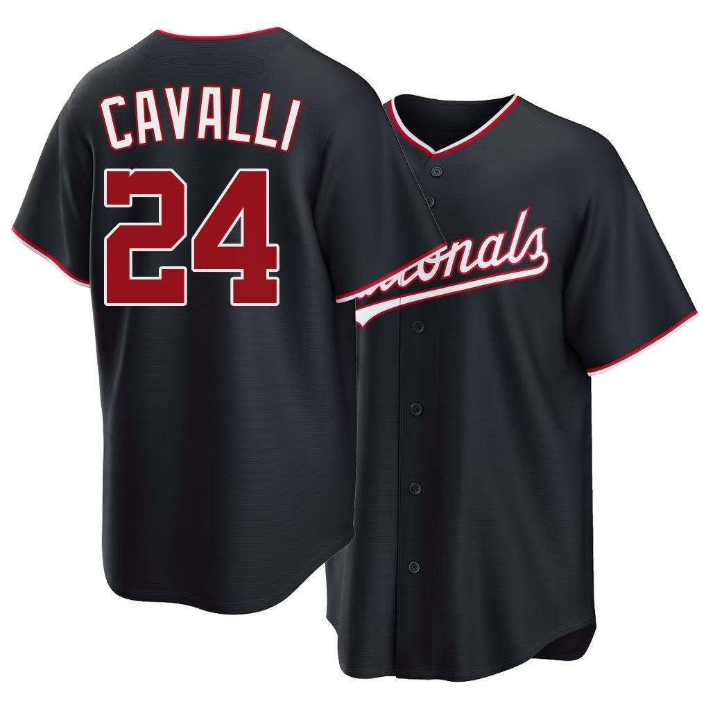 Washington #24 Cavalli Player Baseball Short Sleeve nevy Jersey Cade For Men Women Youth Gift