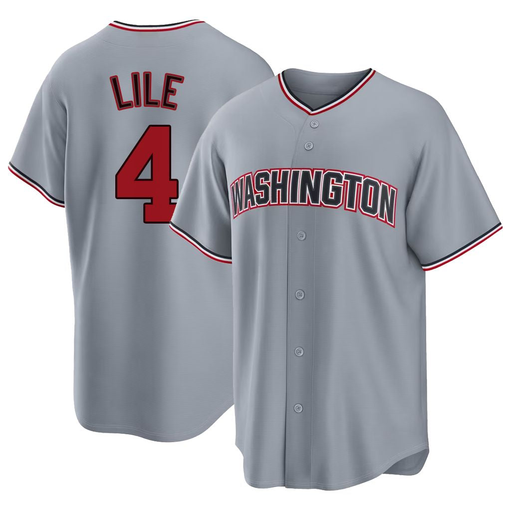 Washington #4 Lile Player Baseball Short Sleeve gray Jersey Daylen For Men Women Youth Gift