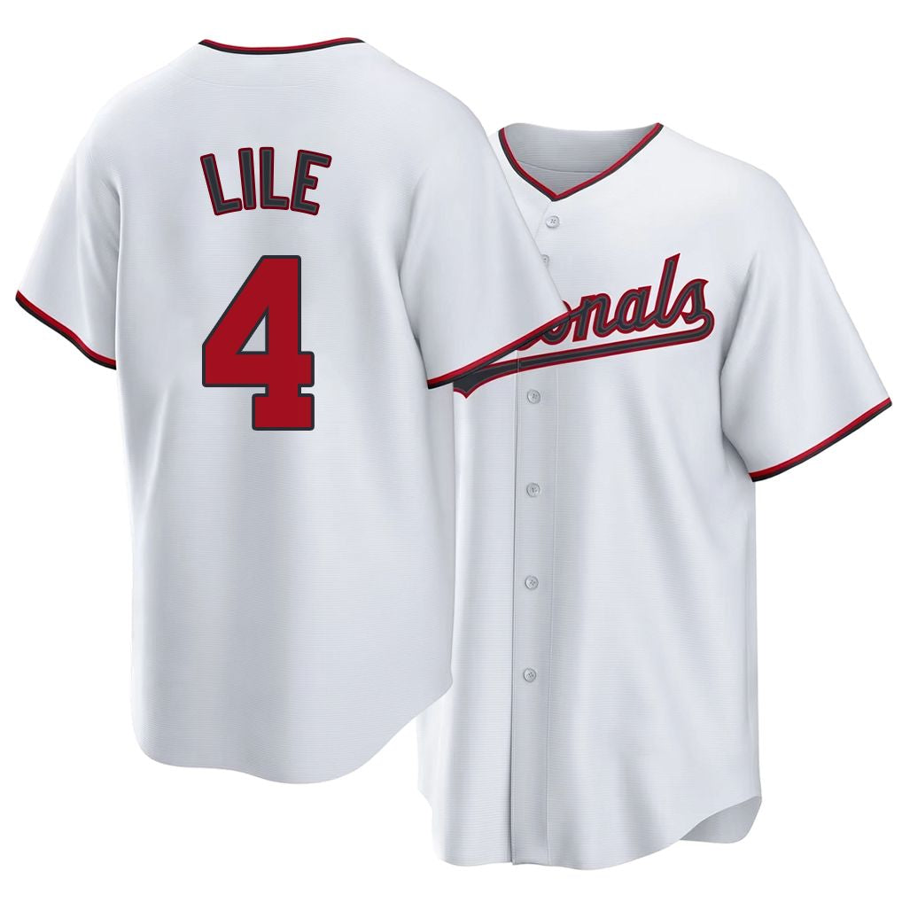 Washington #4 Lile Player Baseball Short Sleeve white Jersey Daylen For Men Women Youth Gift