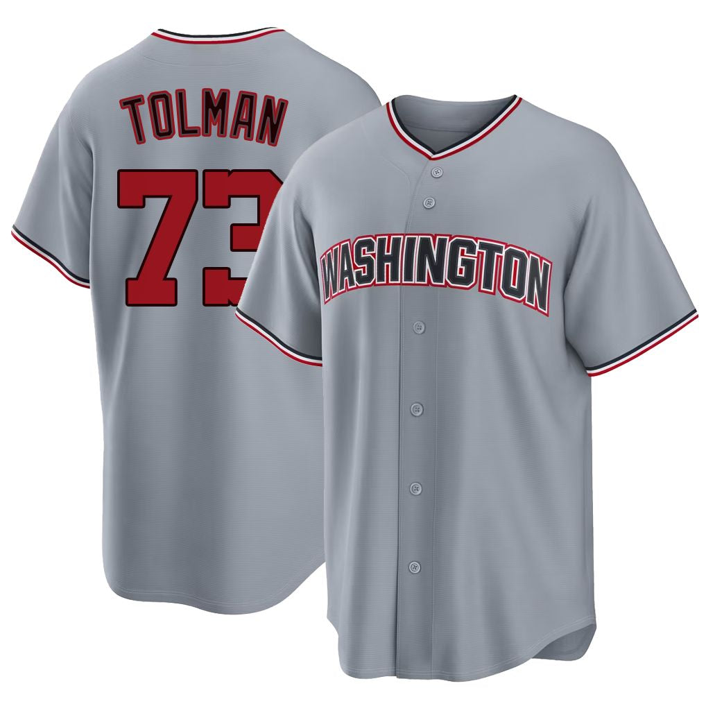 Washington #73 Tolman Player Baseball Short Sleeve gray Jersey Erik For Men Women Youth Gift