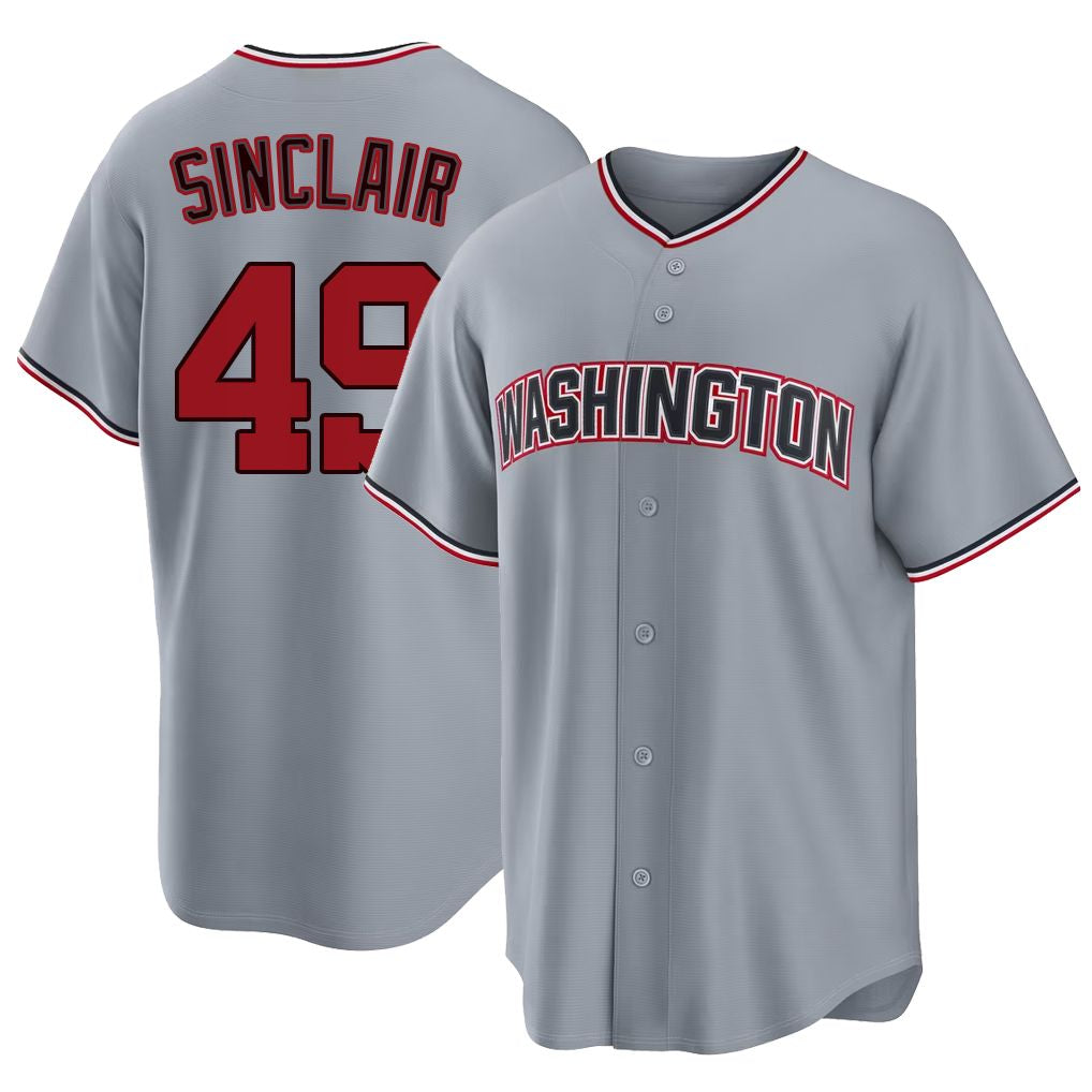 Washington #49 Sinclair Player Baseball Short Sleeve gray Jersey Jack For Men Women Youth Gift