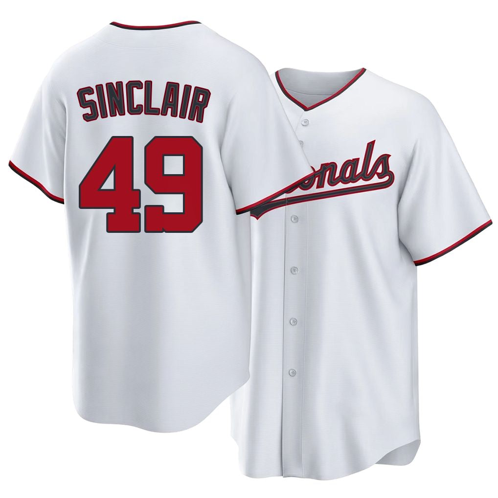 Washington #49 Sinclair Player Baseball Short Sleeve white Jersey Jack For Men Women Youth Gift