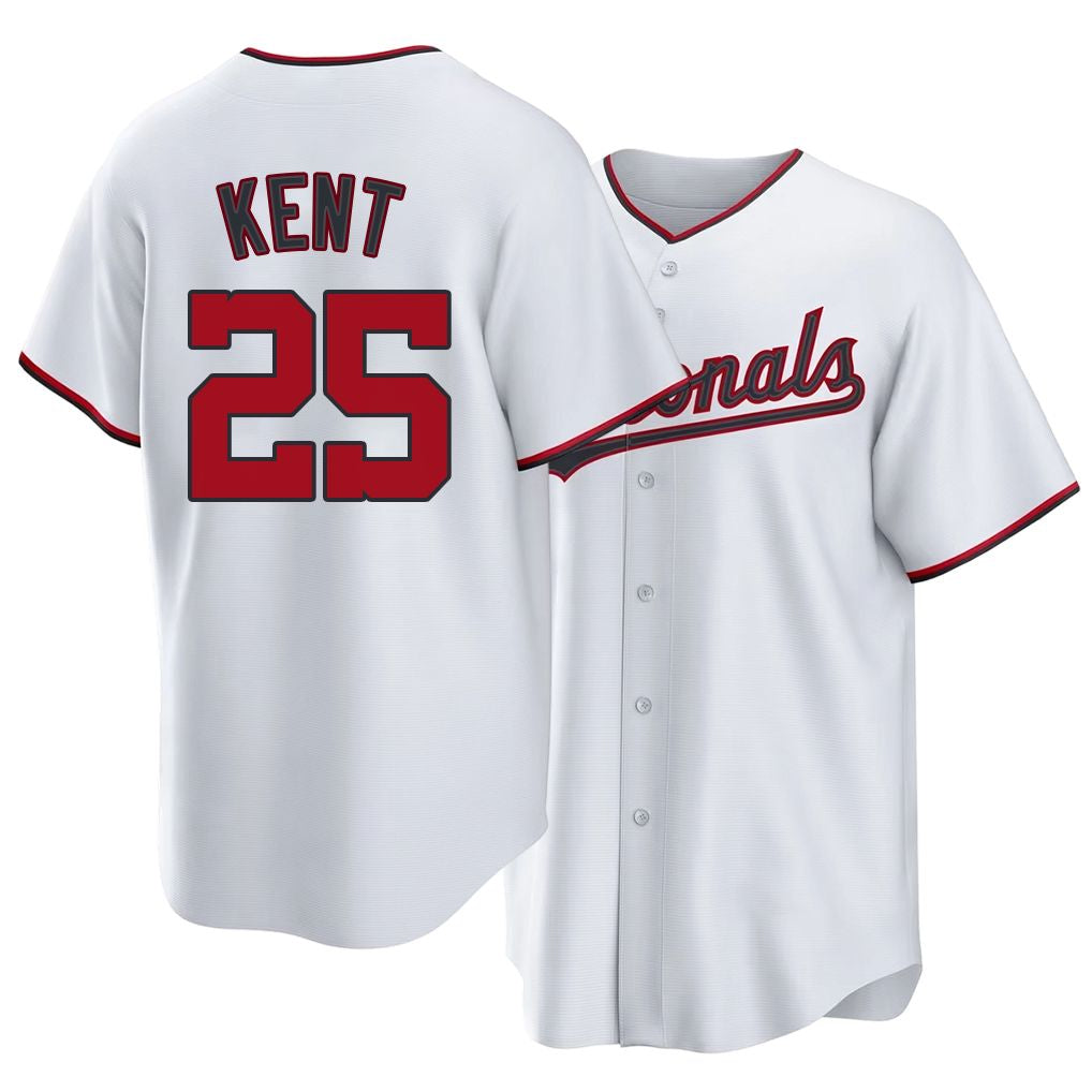Washington #25 Kent Player Baseball Short Sleeve white Jersey Jackson For Men Women Youth Gift