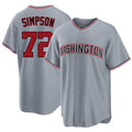 Washington #72 Simpson Player Baseball Short Sleeve gray Jersey Jared For Men Women Youth Gift