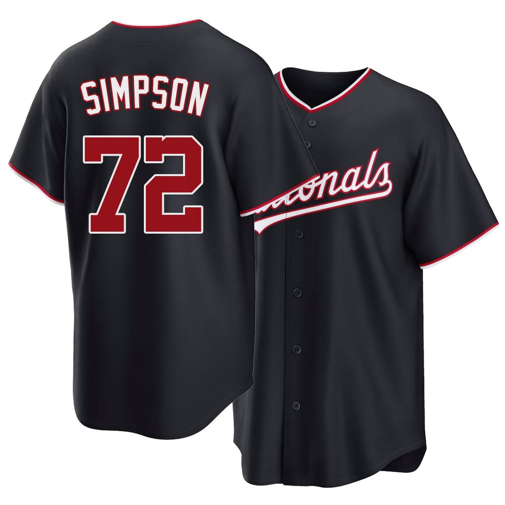 Washington #72 Simpson Player Baseball Short Sleeve nevy Jersey Jared For Men Women Youth Gift