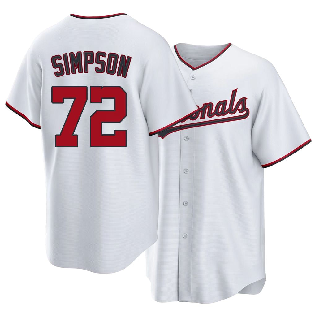 Washington #72 Simpson Player Baseball Short Sleeve white Jersey Jared For Men Women Youth Gift