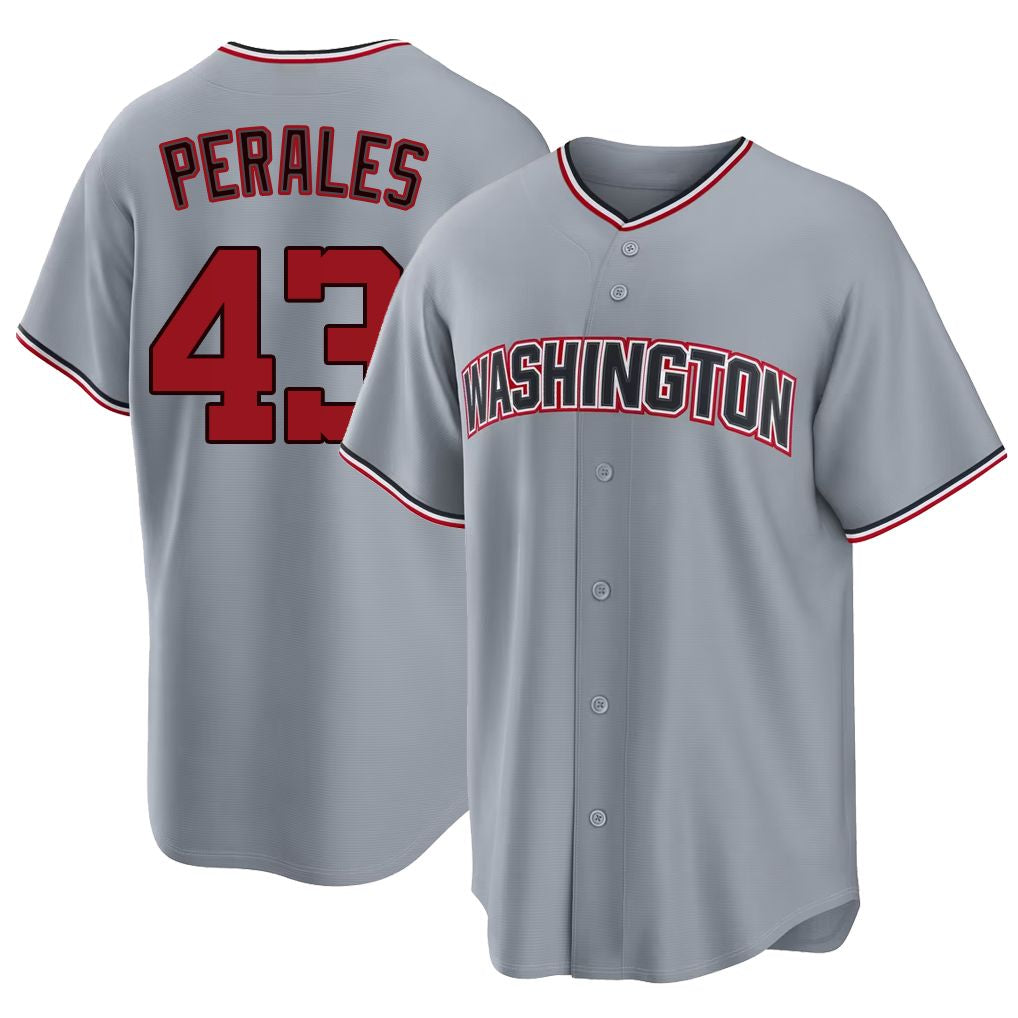 Washington #43 Perales Player Baseball Short Sleeve gray Jersey Luis For Men Women Youth Gift