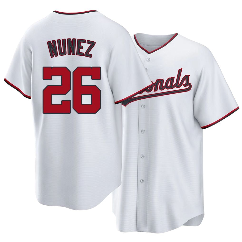 Washington #26 NuNez Player Baseball Short Sleeve white Jersey Nasim For Men Women Youth Gift