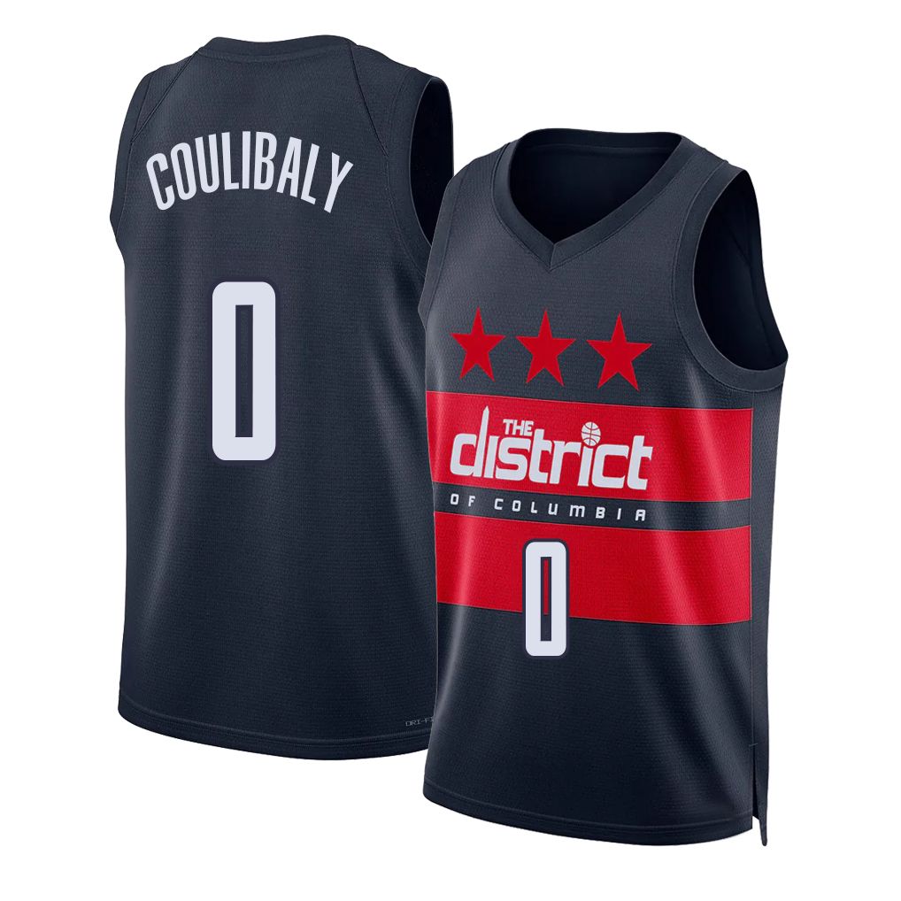 Washington #0 Coulibaly Player Basketball Sleeveless Navy Jersey Bilal For Adult Youth