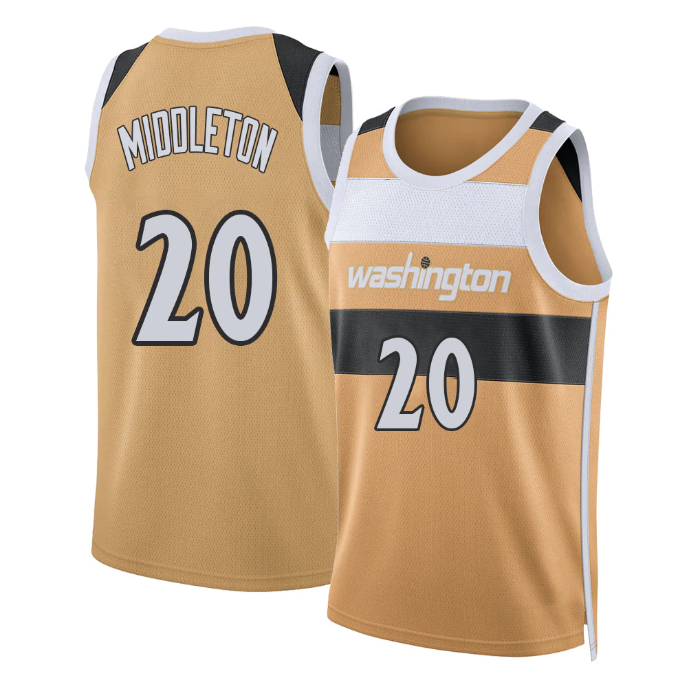 Washington #20 Middleton Player Basketball Sleeveless Gold Jersey Khris For Adult Youth