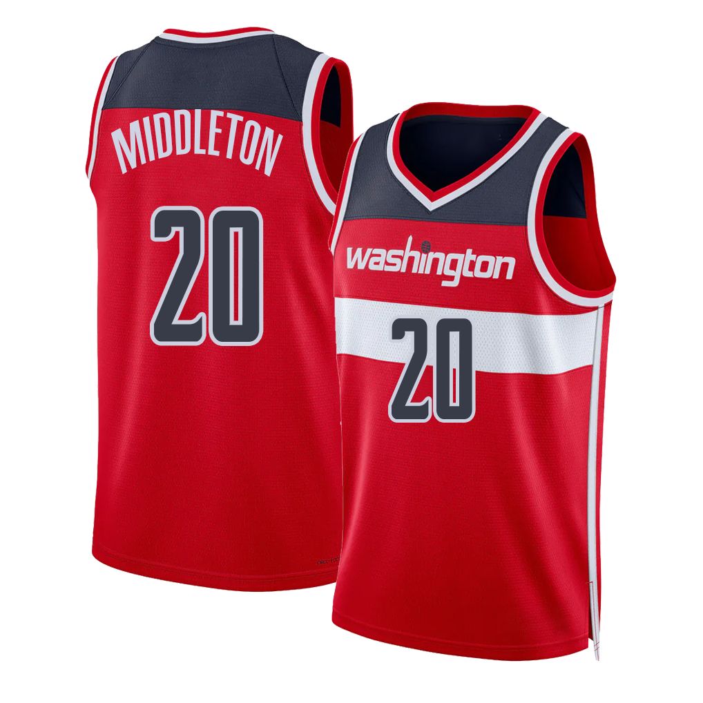 Washington #20 Middleton Player Basketball Sleeveless Red Jersey Khris For Adult Youth