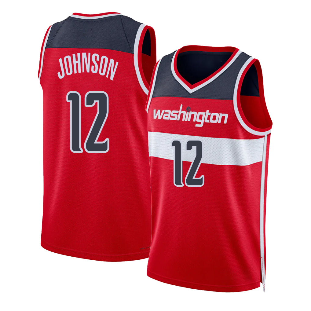 Washington #12 Johnson Player Basketball Sleeveless Red Jersey Tre For Adult Youth
