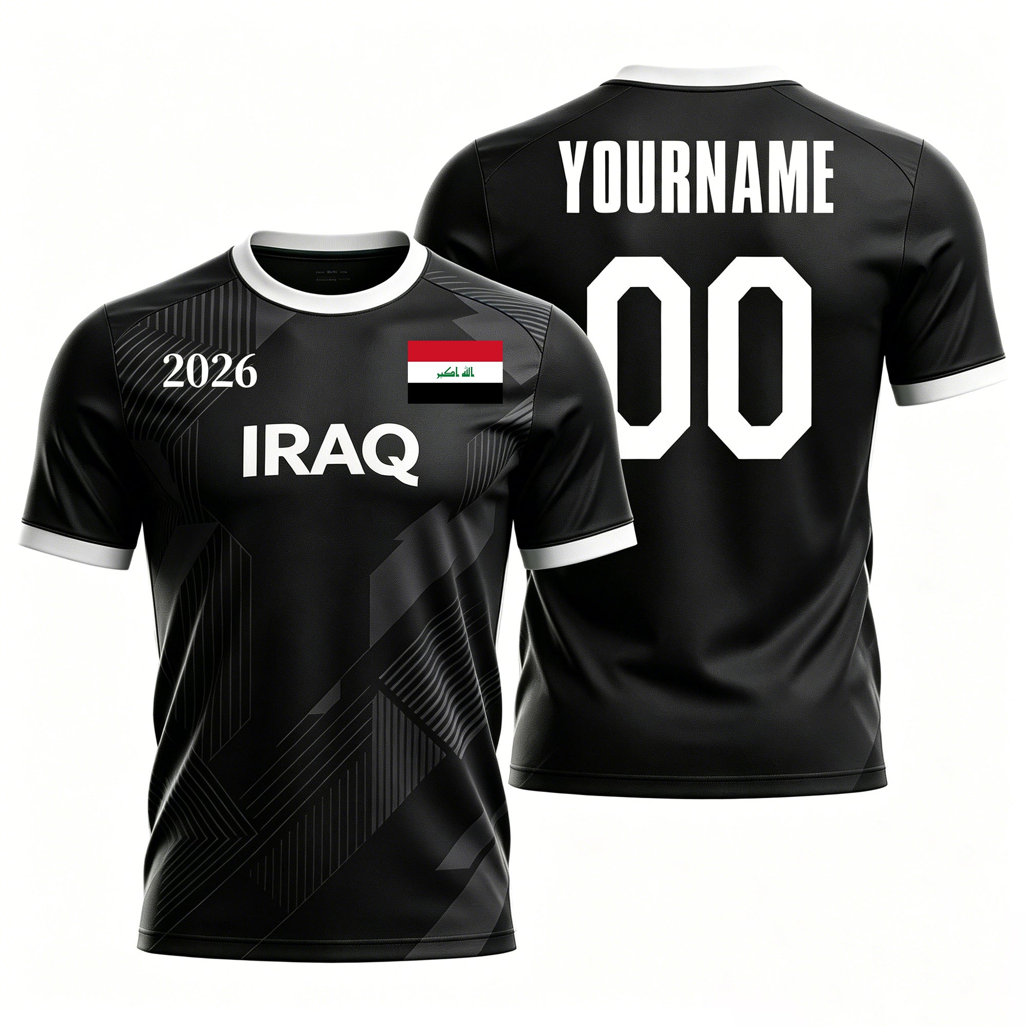 Custom Iraq Soccer Jersey – Personalized Name & Number Football Shirt:2026 Cup Kids Youths Mens Womens Fans