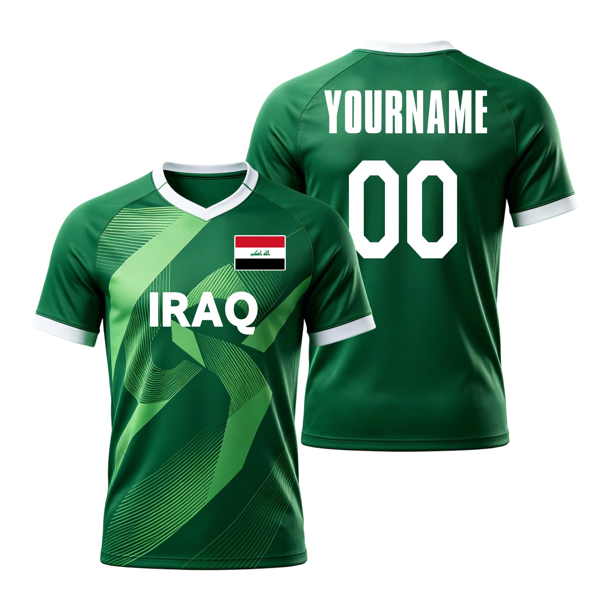 Custom Iraq Soccer Jersey – Personalized Name & Number Football Shirt:2026 Cup Kids Youths Mens Womens Fans