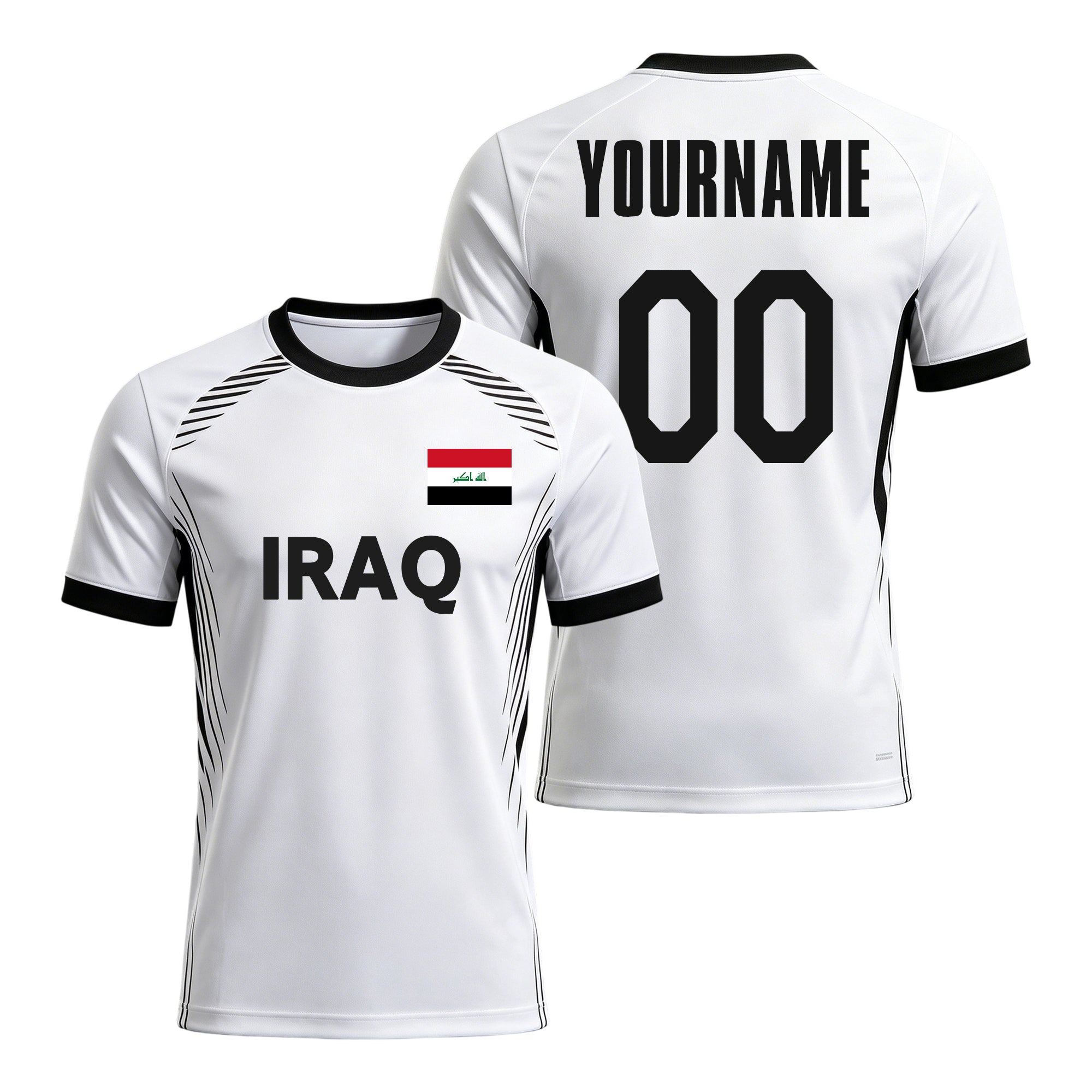 Custom Iraq Soccer Jersey – Personalized Name & Number Football Shirt:2026 Cup Kids Youths Mens Womens Fans