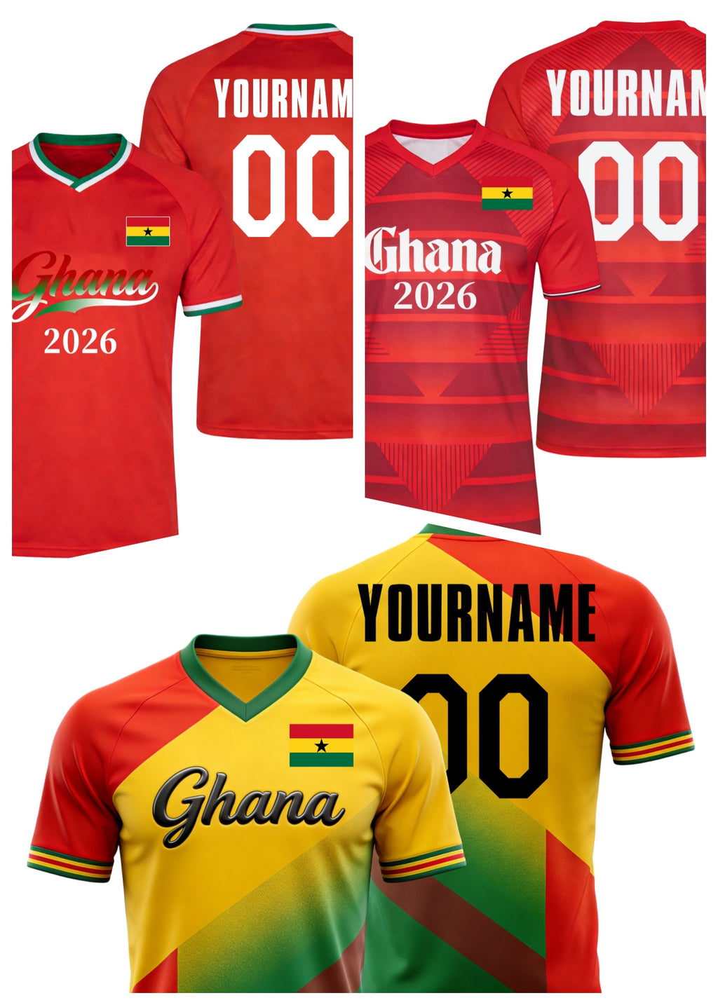 Custom Ghana Soccer Jersey – Personalized Name & Number Football Shirt:2026 Cup Kids Youths Mens Womens Fans