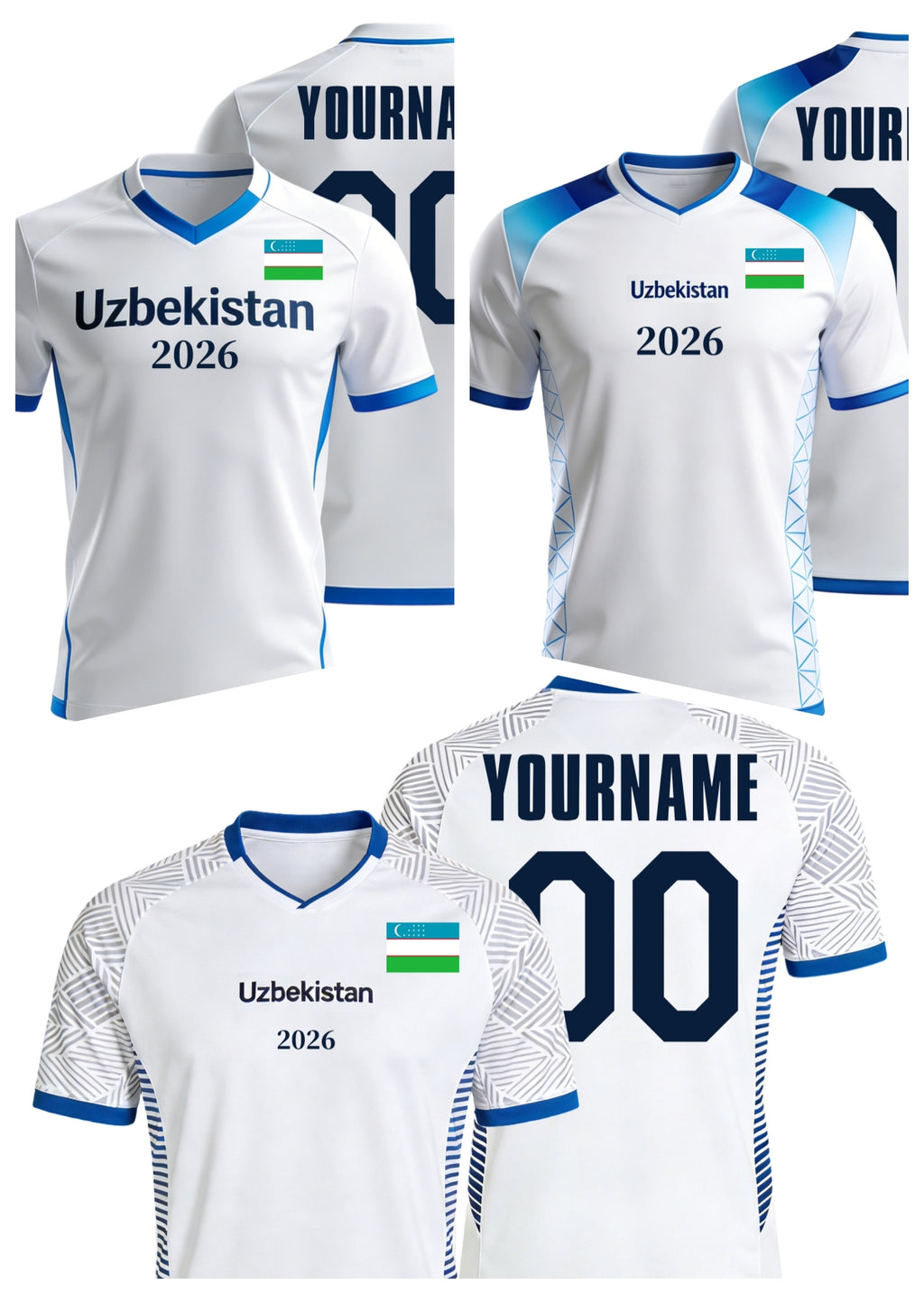 Custom Uzbekistan Soccer Jersey – Personalized Name & Number Football Shirt:2026 Cup Kids Youths Mens Womens Fans