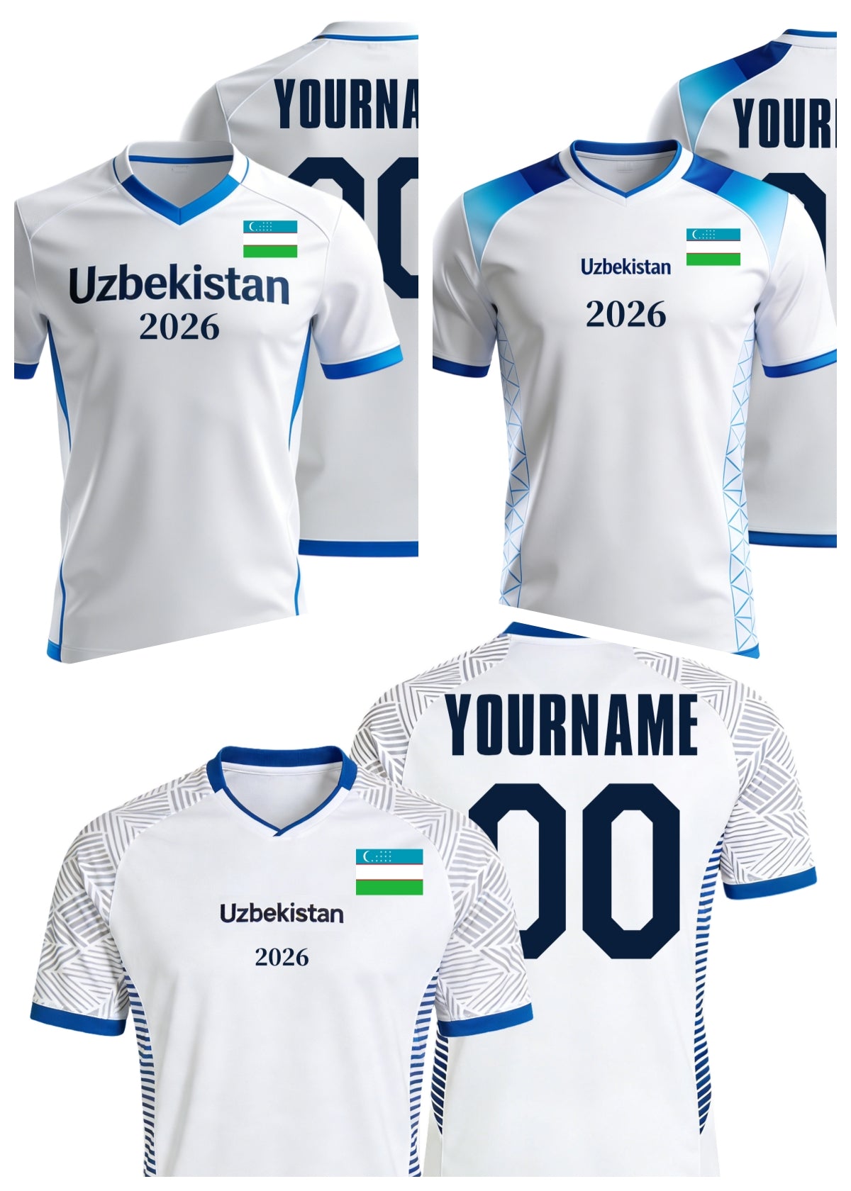 Custom Uzbekistan Soccer Jersey – Personalized Name & Number Football Shirt:2026 Cup Kids Youths Mens Womens Fans