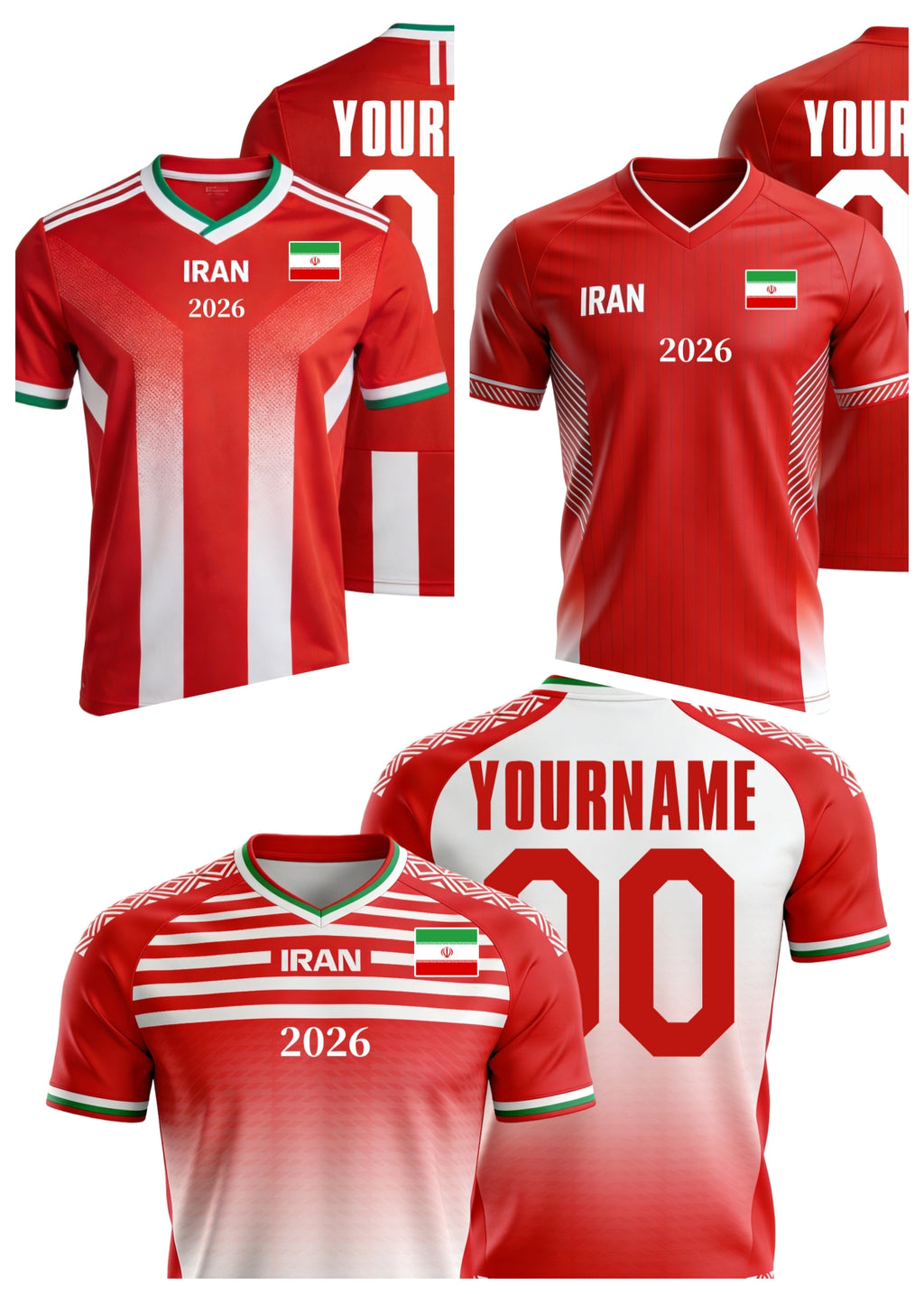 Custom Iran Soccer Jersey – Personalized Name & Number Football Shirt:2026 Cup Kids Youths Mens Womens Fans