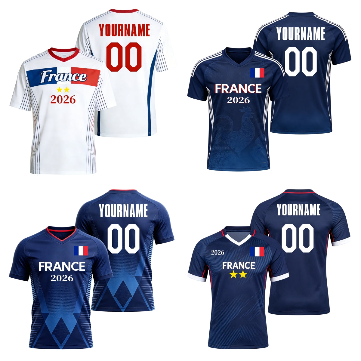 Custom France Soccer Jersey – Personalized Name & Number Football Shirt:2026 Cup Kids Youths Mens Womens Fans