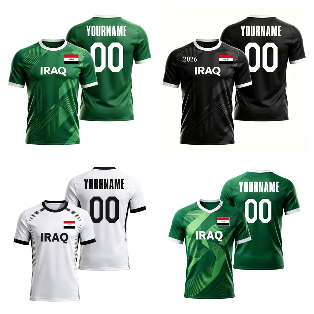 Custom Iraq Soccer Jersey – Personalized Name & Number Football Shirt:2026 Cup Kids Youths Mens Womens Fans