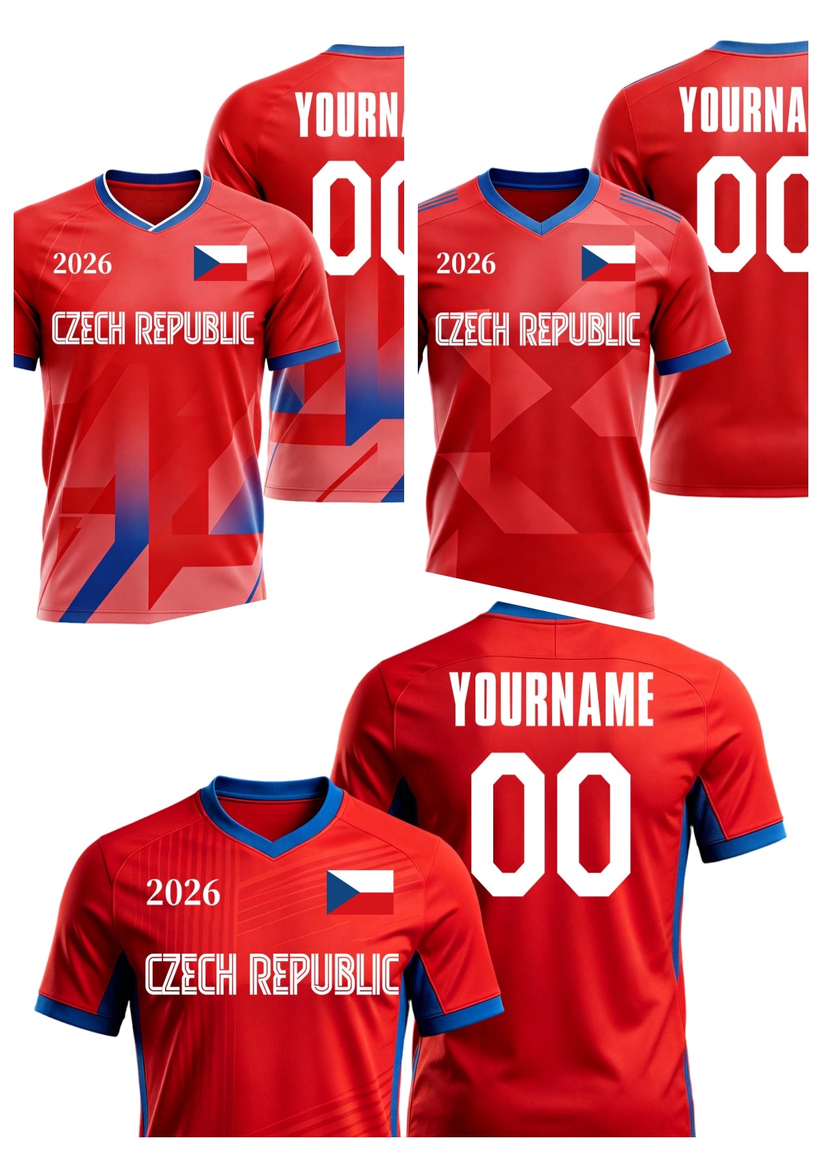 Custom Czech Republic Soccer Jersey – Personalized Name & Number Football Shirt:2026 Cup Kids Youths Mens Womens Fans