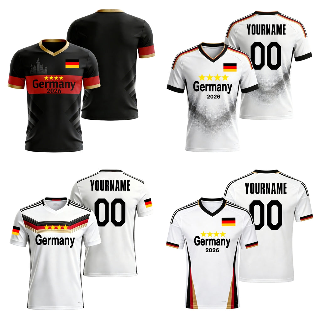 Custom Germany Soccer Jersey – Personalized Name & Number Football Shirt:2026 Cup Kids Youths Mens Womens Fans