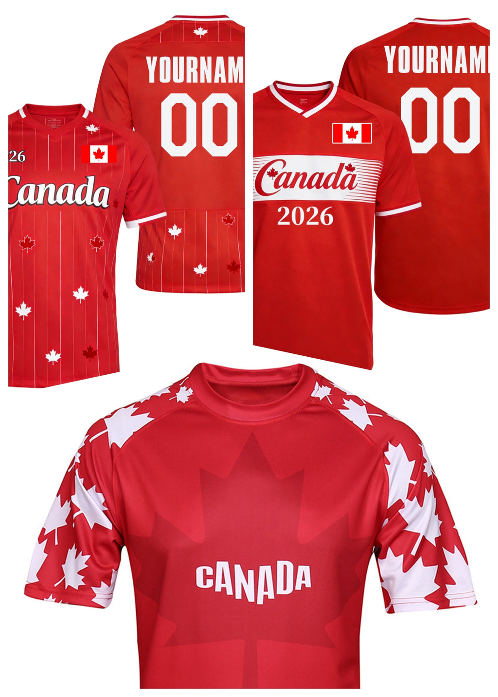 Custom Canada Soccer Jersey – Personalized Name & Number Football Shirt:2026 Cup Kids Youths Mens Womens Fans